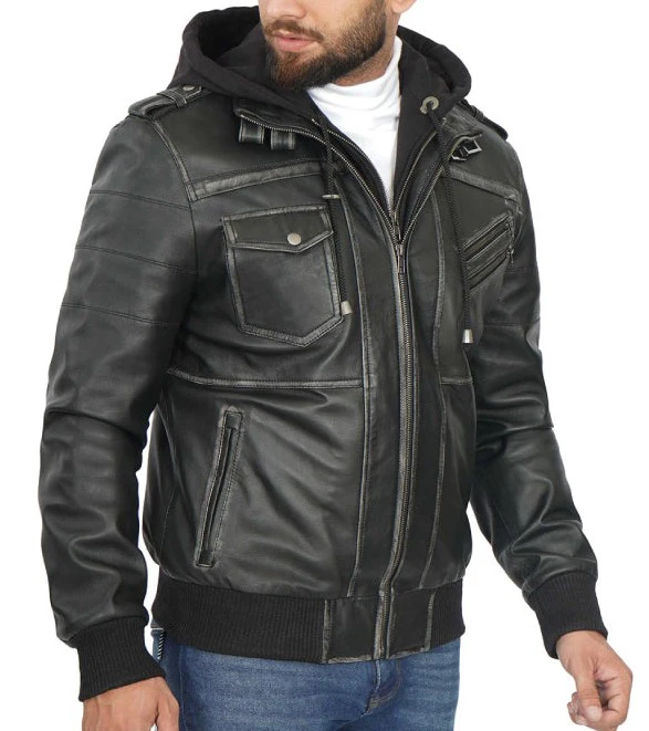 Urban Edge Iconic Leather Bomber - Thumbnail 3