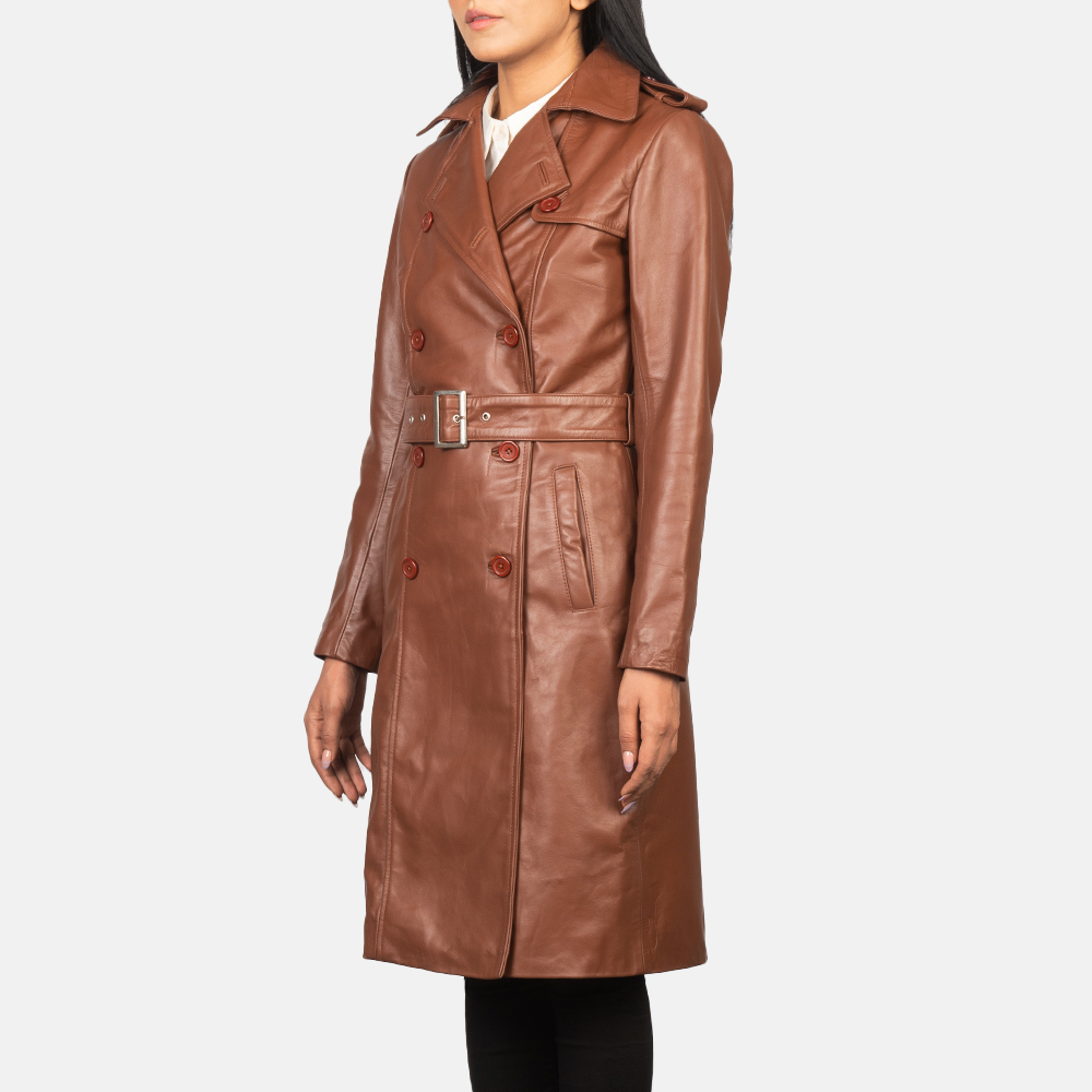 Alice Brown Double Breasted Leather Coat - Thumbnail 2