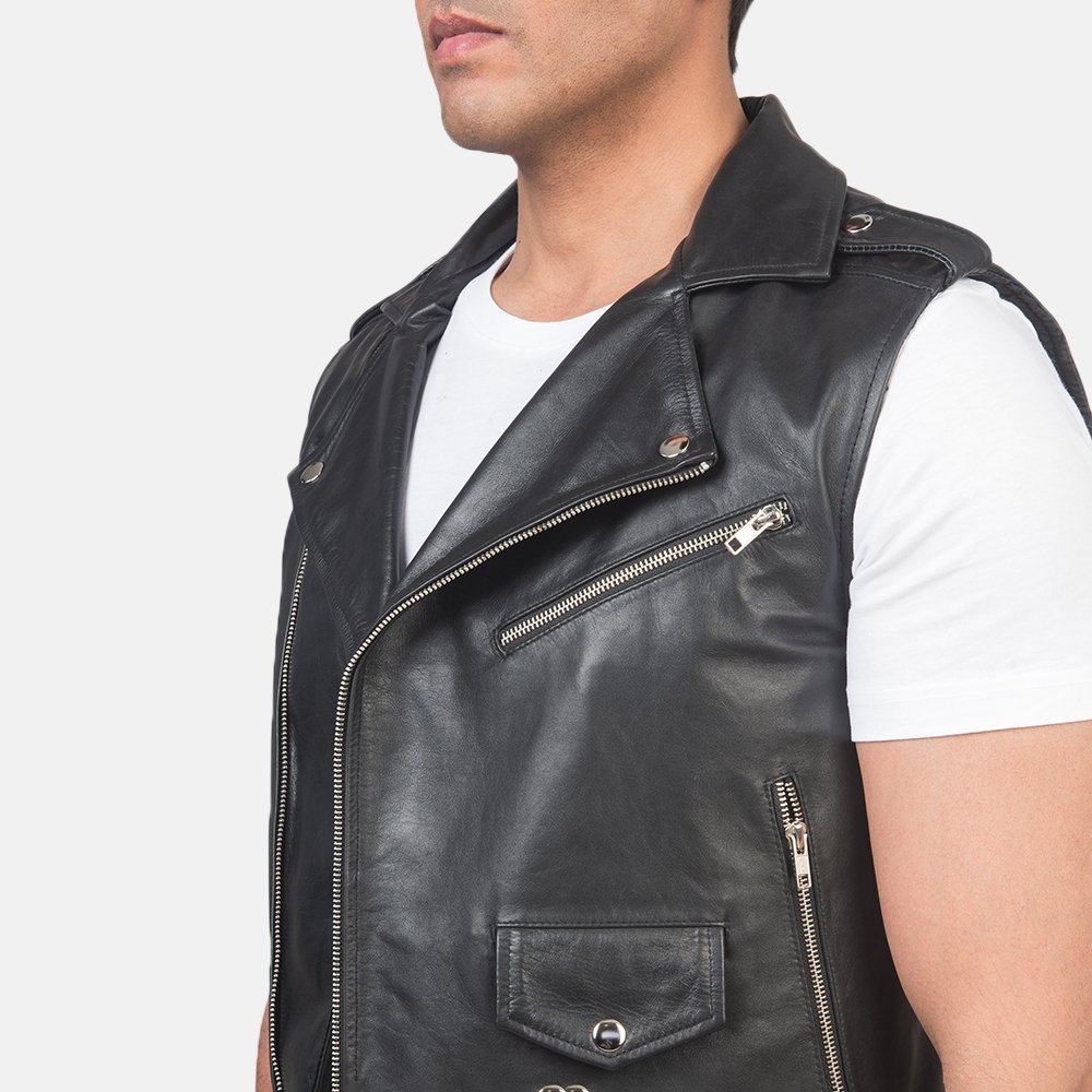 City Swagger Trendy Leather Vest - Thumbnail 6