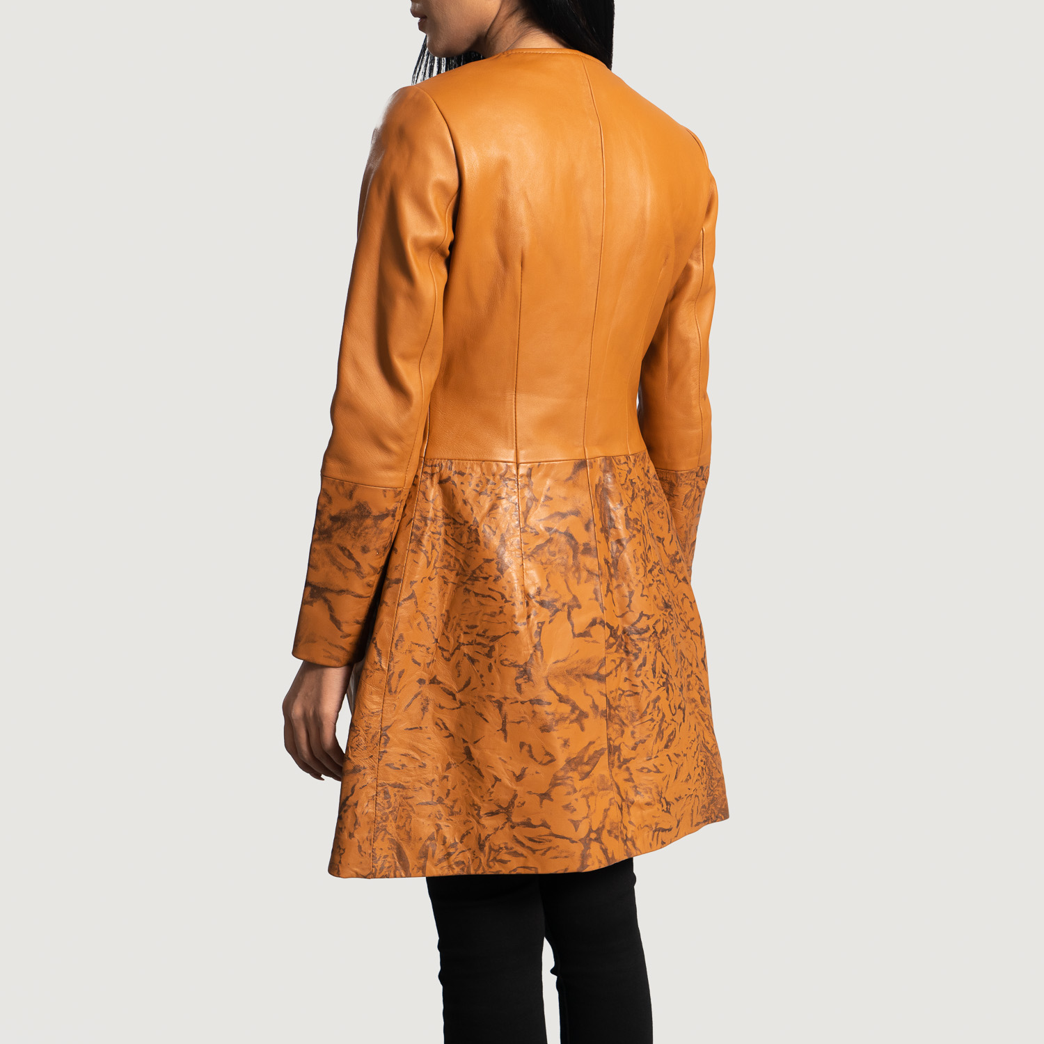 Sandy Tan Dye Leather Coat - Thumbnail 4