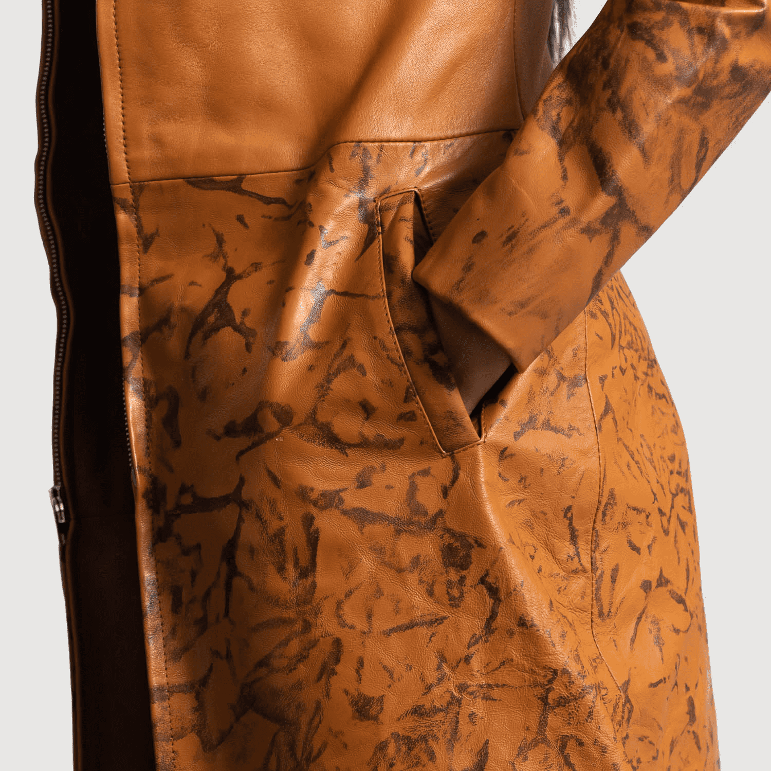 Sandy Tan Dye Leather Coat - Thumbnail 5