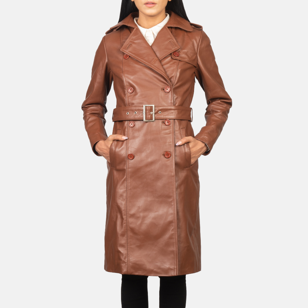 Alice Brown Double Breasted Leather Coat - Thumbnail 3