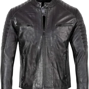 Black Rivet Leather Biker Jacket