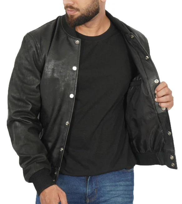 Faux Leather Bomber Jackets - Image 4