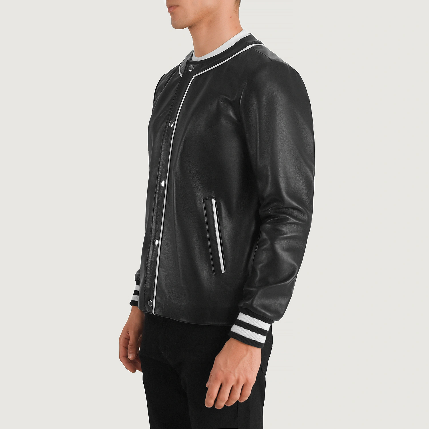 Black Rivet Leather Varsity Jacket - Image 5