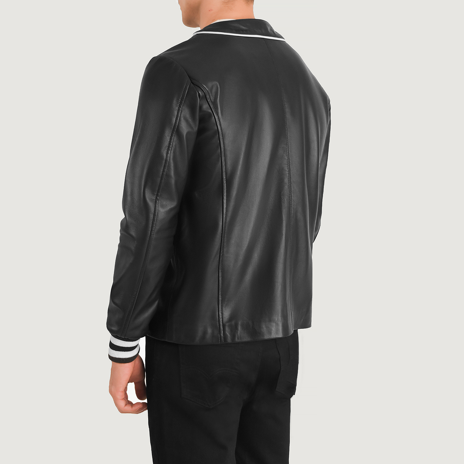 Black Rivet Leather Varsity Jacket - Image 6