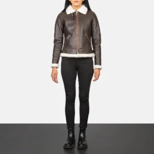 Black Rivet Leather Aviator Jacket