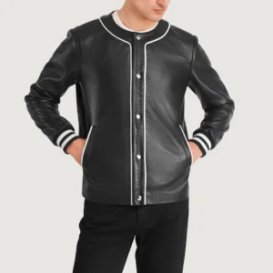 Black Rivet Leather Varsity Jacket