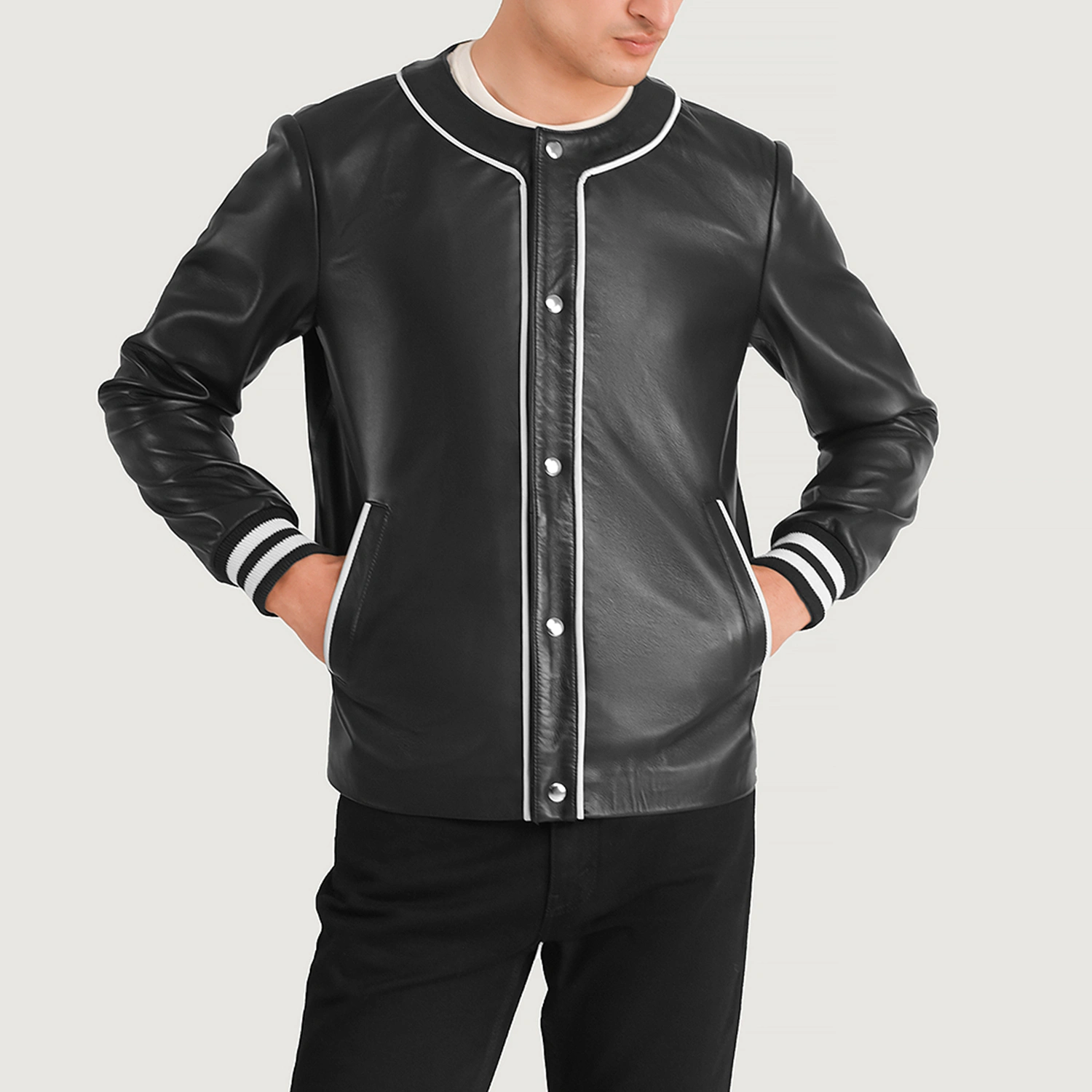 Black Rivet Leather Varsity Jacket
