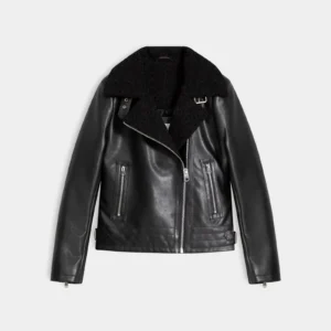 Faux Leather & Shearling Biker Jacket