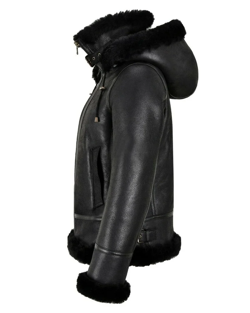 FLYING BLACK GENUINE FUR HOODIE JACKET - Image 2