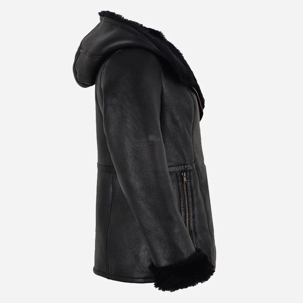 FLYING BLACK GENUINE FUR HOODIE JACKET - Image 3